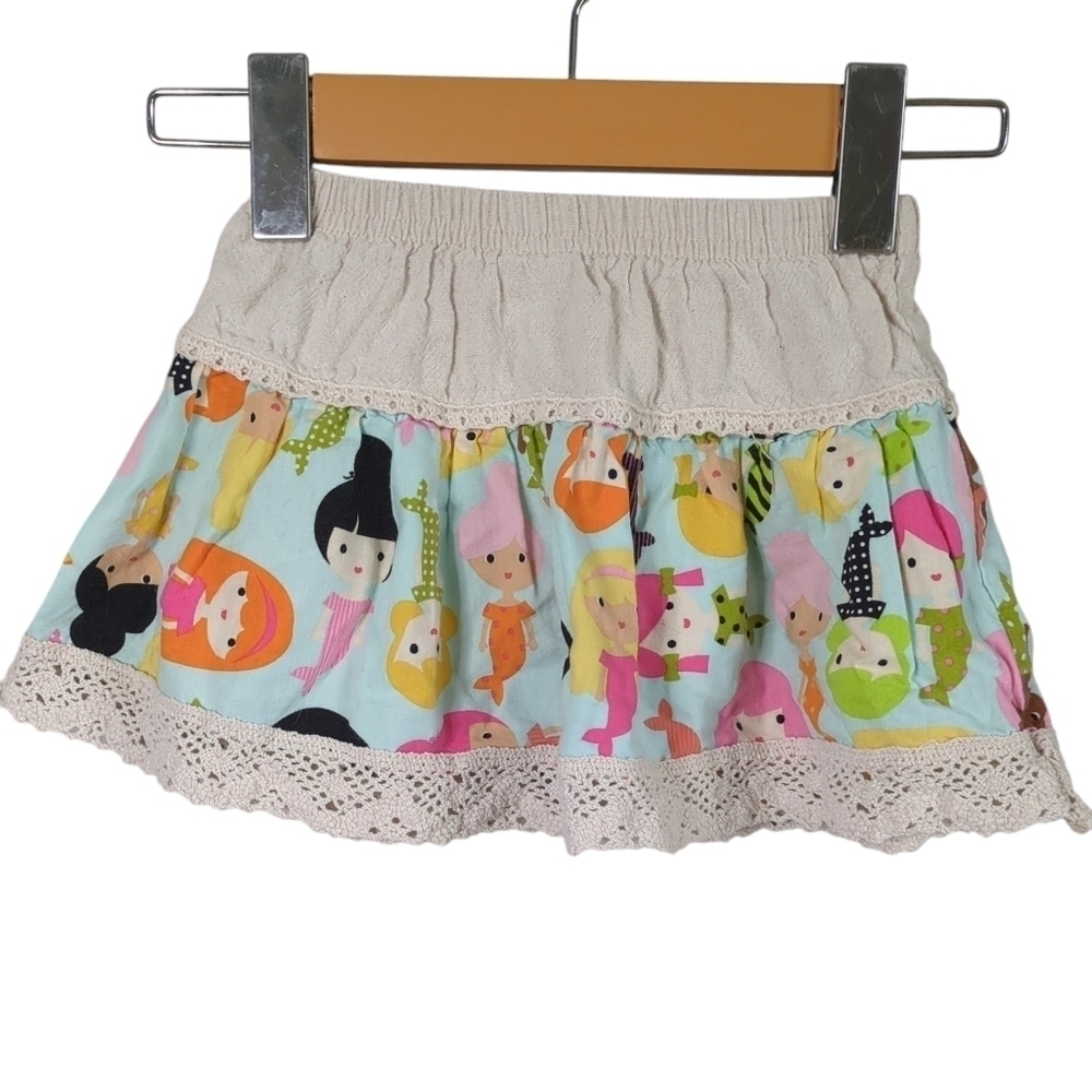 **4/$20** Sado Mermaid Cream Blue Multicolour Skirt‎ Crochet Size 2T